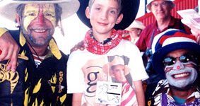 Levi L. with clowns
